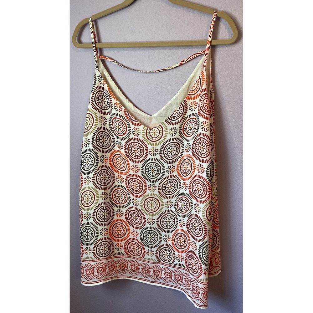 Loft Plus White Rust‎ Red Orange Geometric Sleeveless Cami Blouse Top Size 24
